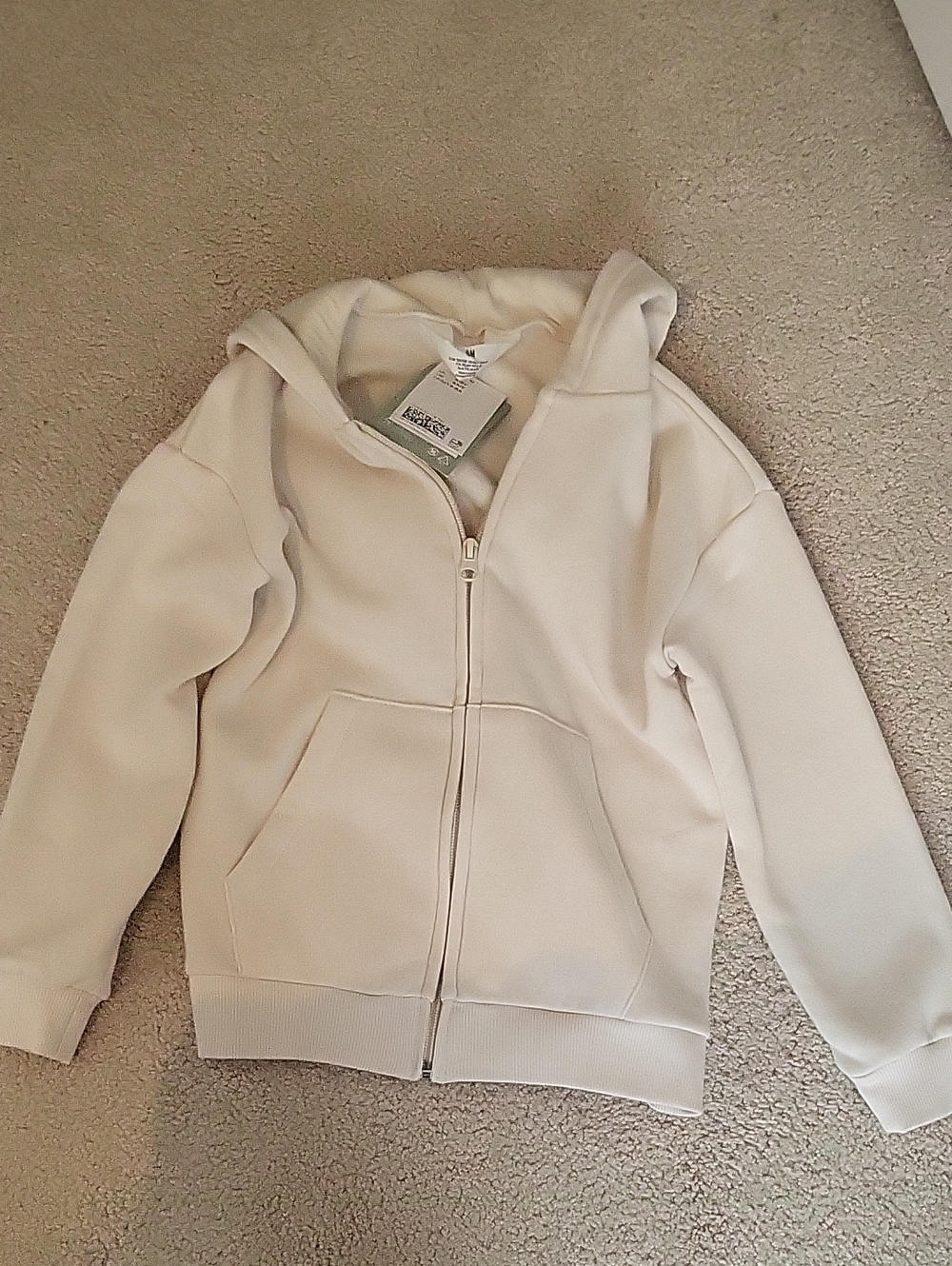 H&M Kids Zip-Up Hoodie Jacket in Off-White